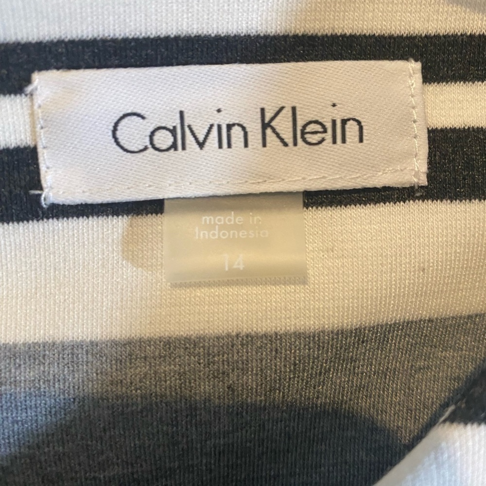 Calvin Klein Black and White Striped Sleeveless Dress Size 14 - Picture 5 of 6